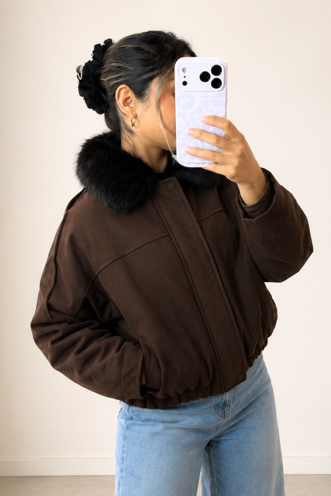 Chaqueta BOMBER GAMUZA peluda "CHOCOLATE"