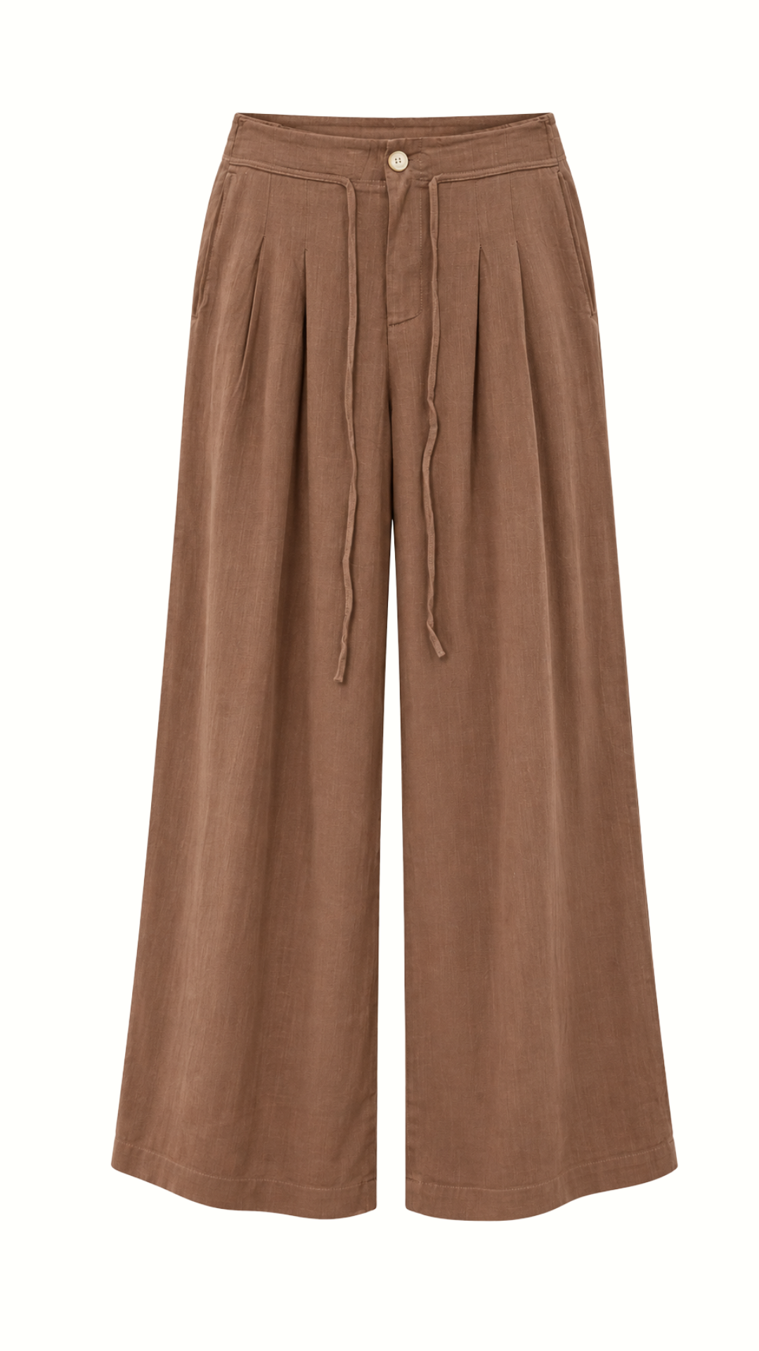 Pantalon Jaspeado Lino con pinzas "Chocolate"