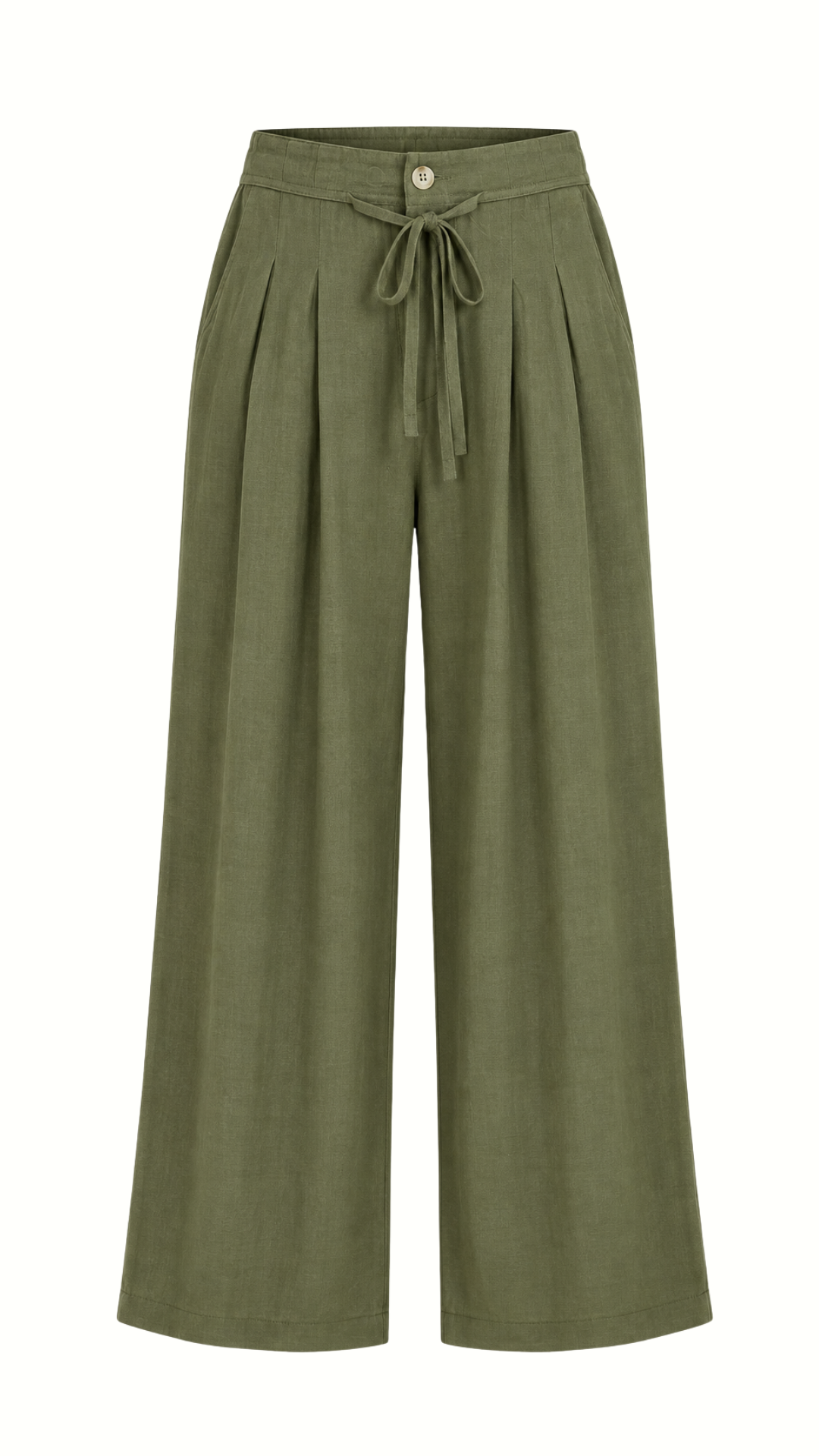 Pantalon Jaspeado Lino con pinzas "Musgo"