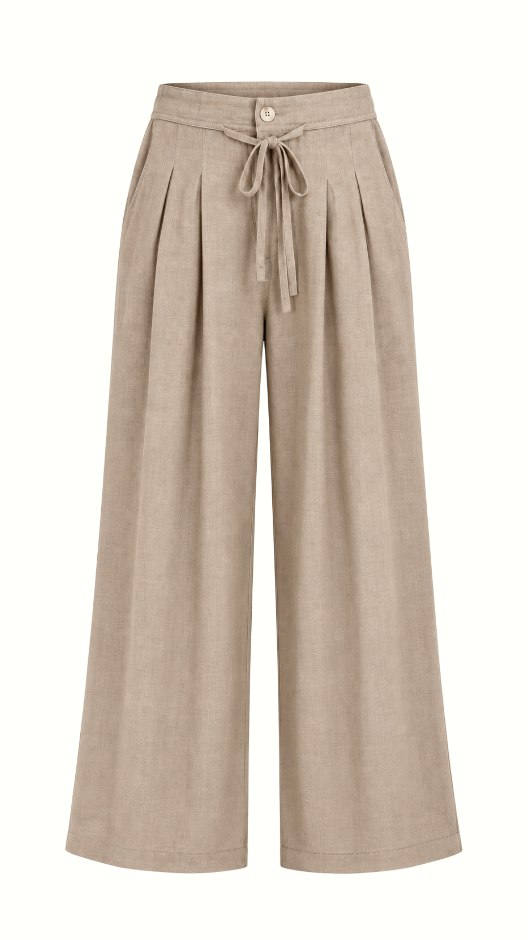Pantalon Jaspeado Lino con pinzas "BEIGE"