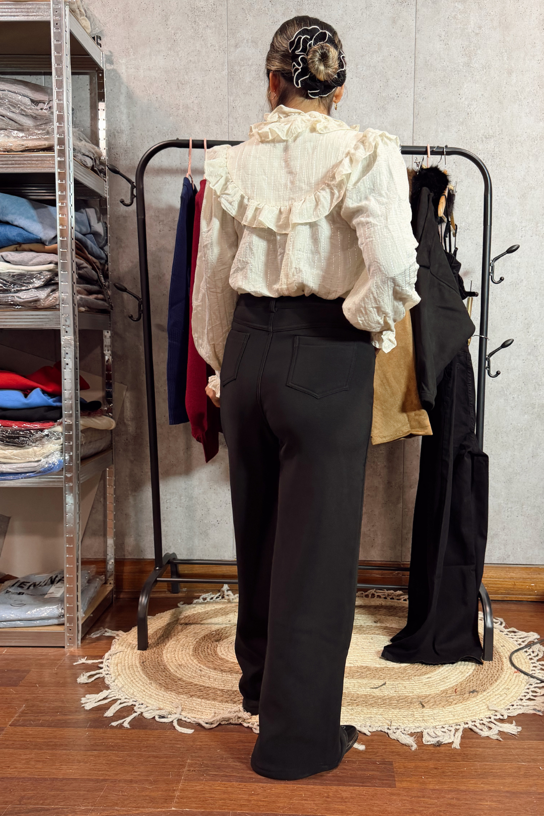 Pantalón Sastrero Negro forrado polar