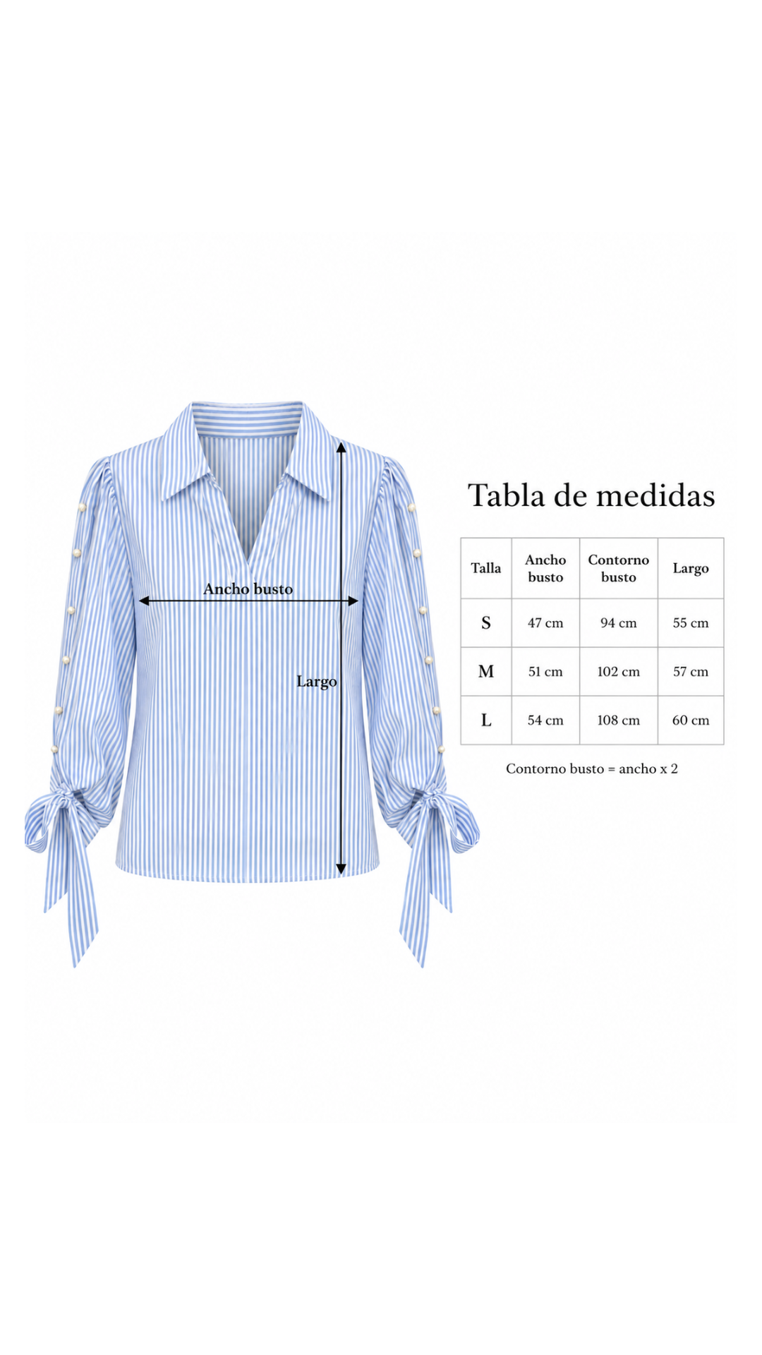 Blusa con perlas "Azul"