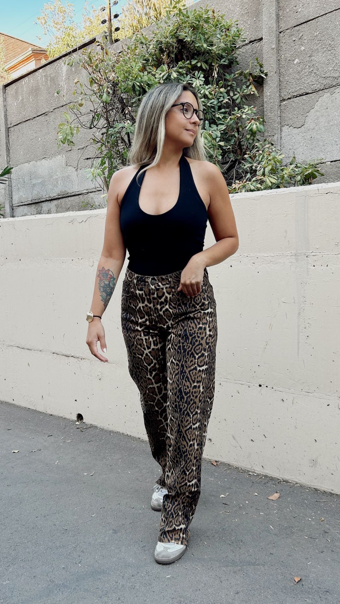 Jeans straight "Print" Semi-elasticado