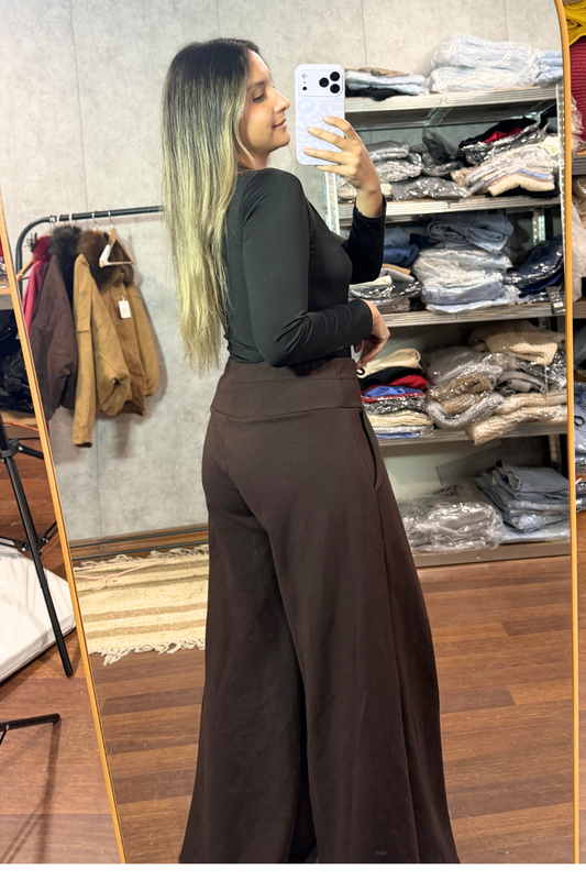 Maxi Palazzo Algodón "CHOCOLATE"