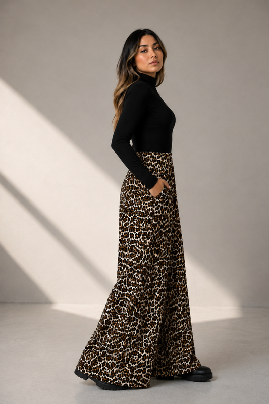 Maxi Palazzo Scuba "Leopard"