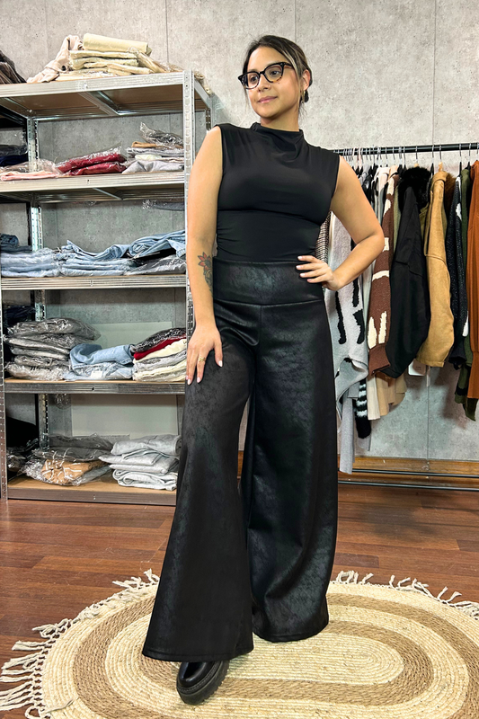 Maxi Palazzo Scuba "Efecto Cuero"
