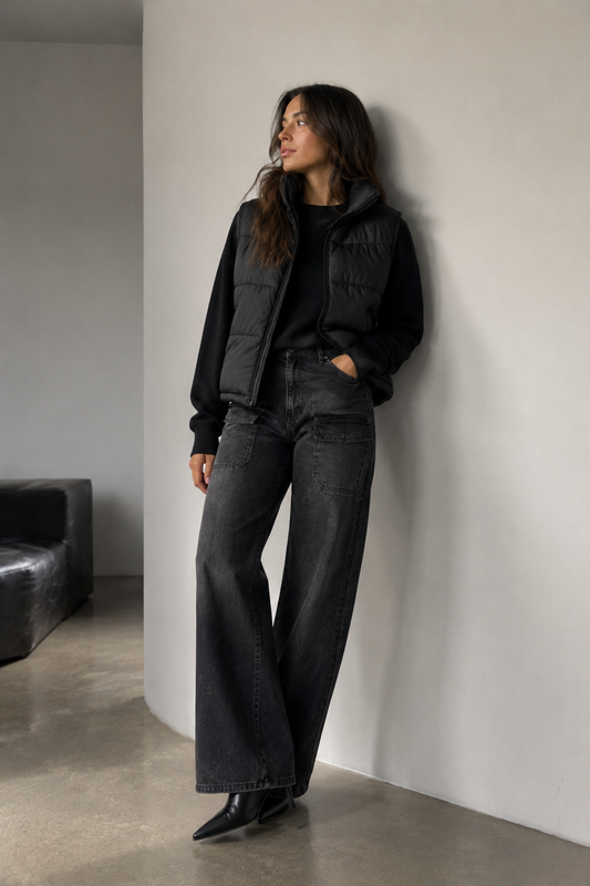 Jeans bolsillo solapa "Negro"