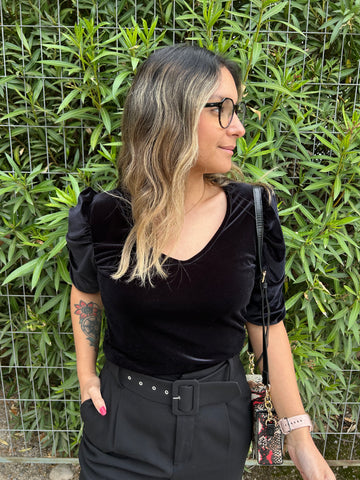 Blusa velvet - terciopelo negra