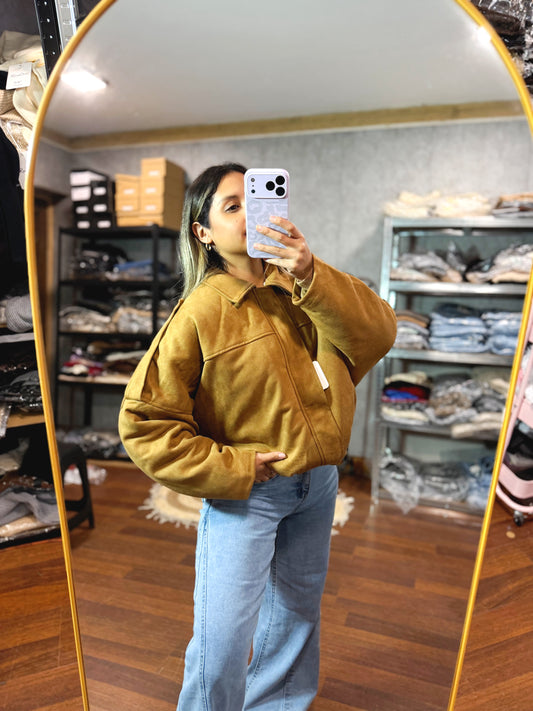 Chaqueta BOMBER GAMUZA peluda "CAMEL"