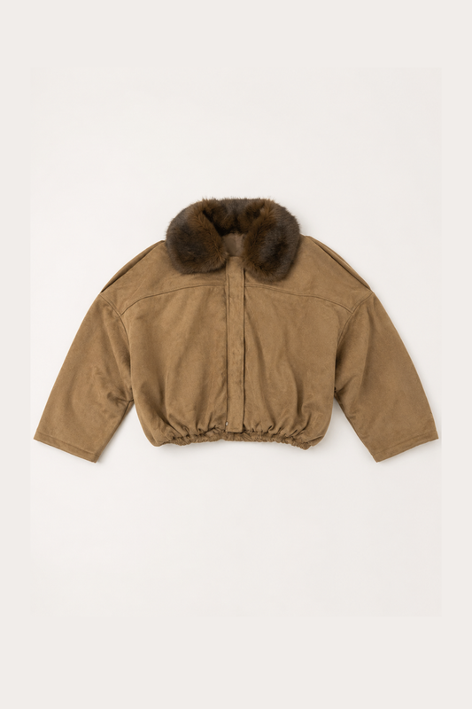Chaqueta BOMBER GAMUZA peluda "CAMEL"