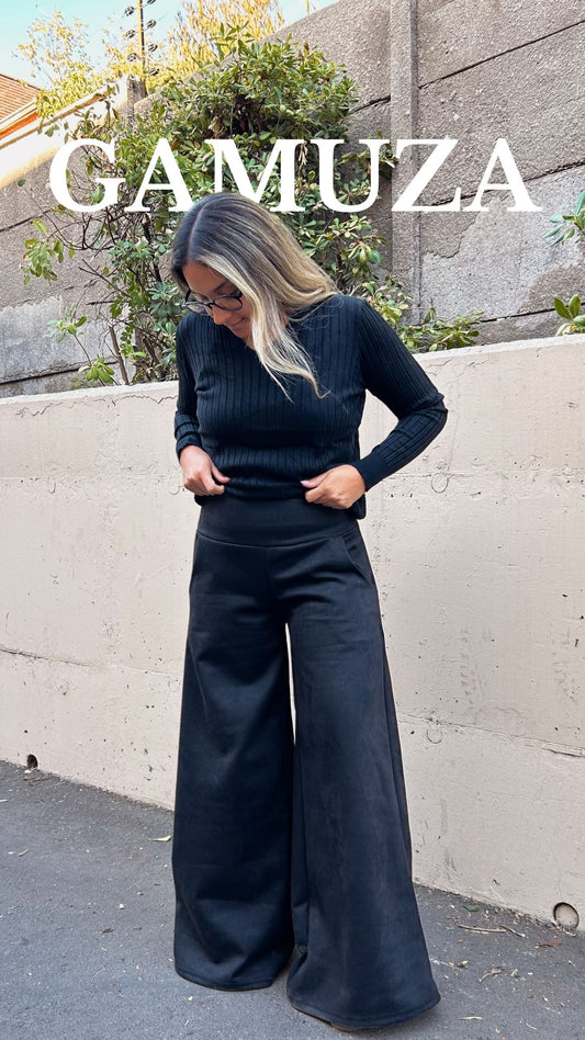 TENDENCIA ⭐ Maxi Palazzo Gamuza "Black"