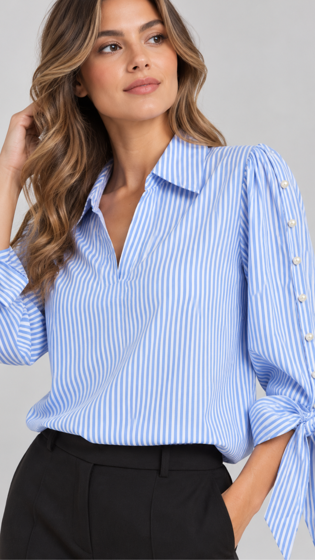 Blusa con perlas "Azul"