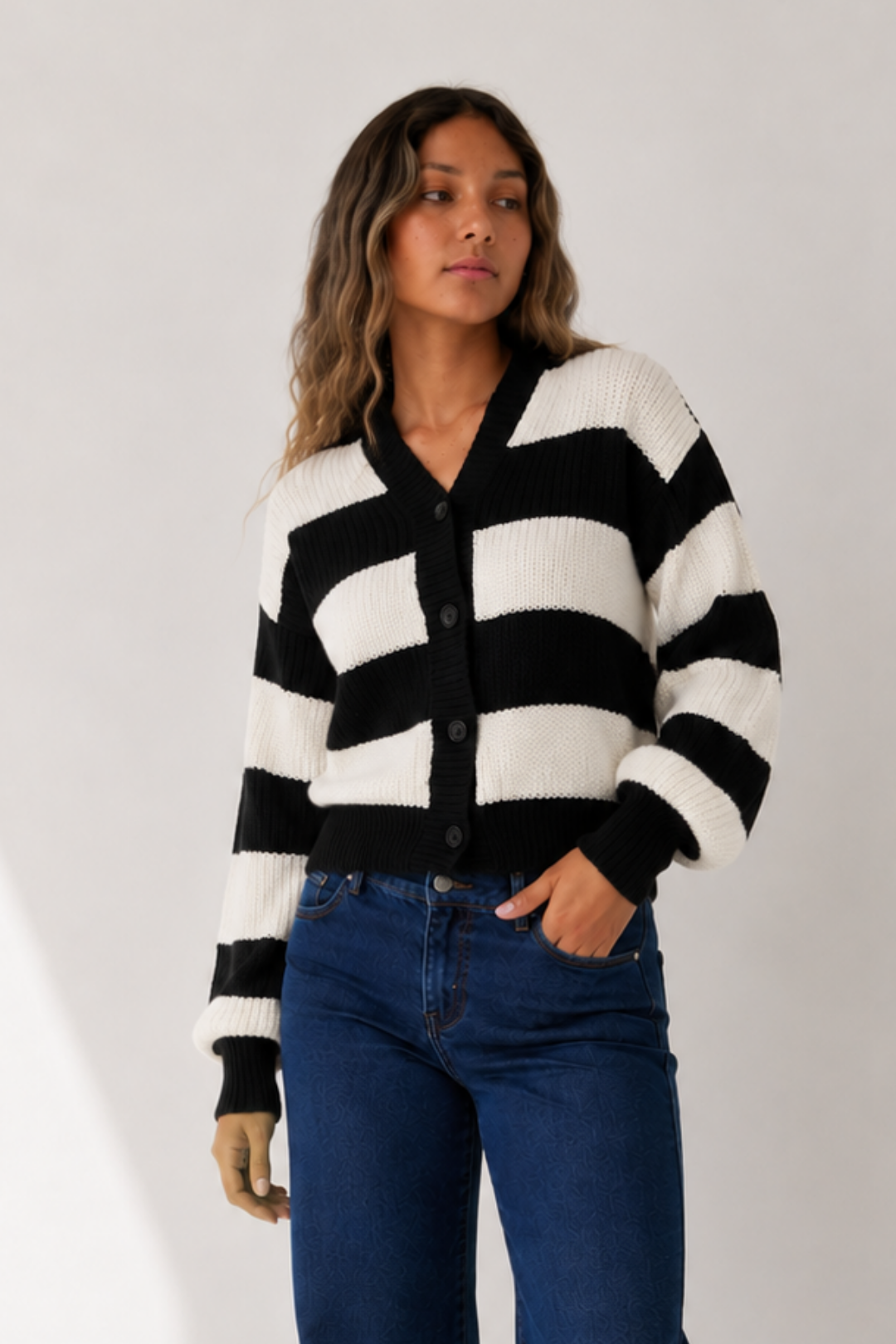 Cardigan rayas "Black"