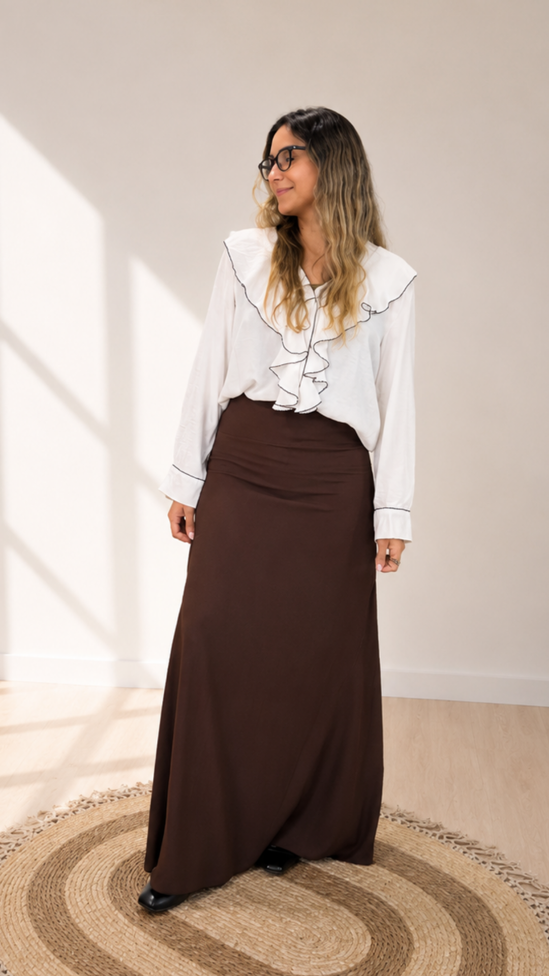 MAXI Falda "Laura" Bambula "Chocolate"