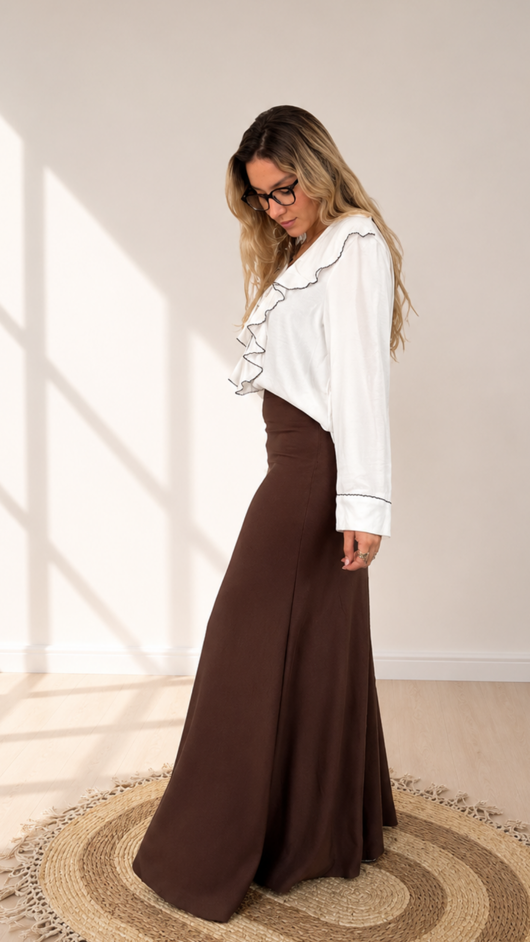 MAXI Falda "Laura" Bambula "Chocolate"