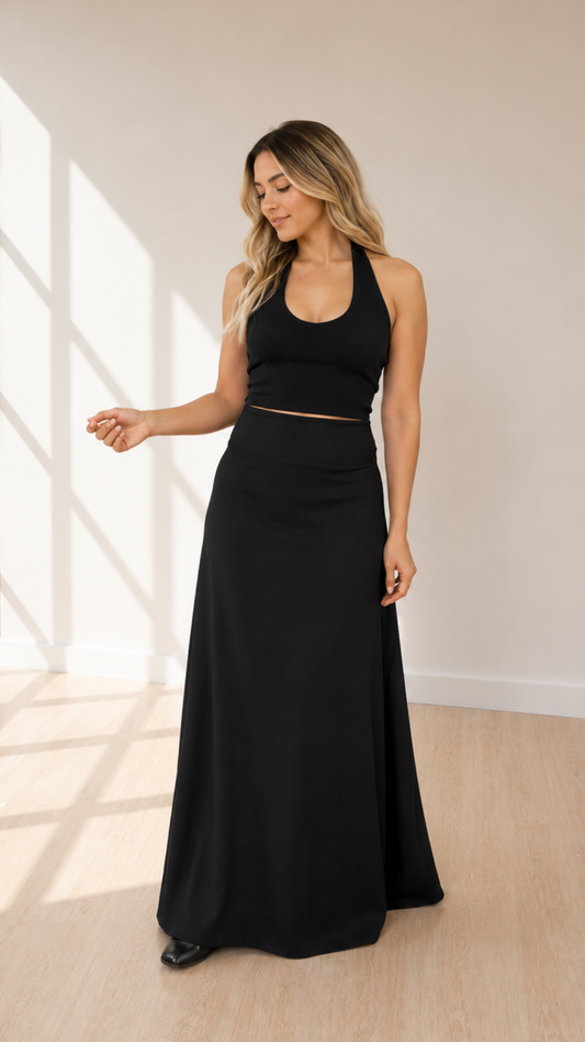 MAXI Falda "Laura" Bambula "BLACK"