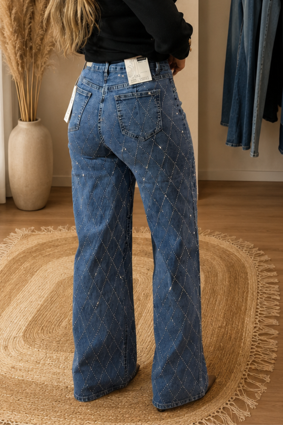 Jeans WIDE LEG "Brillos rombos"