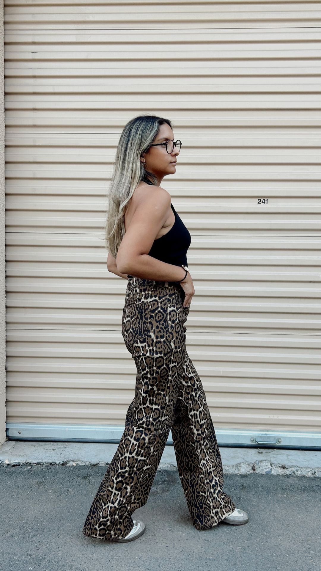 Jeans straight "Print" Semi-elasticado