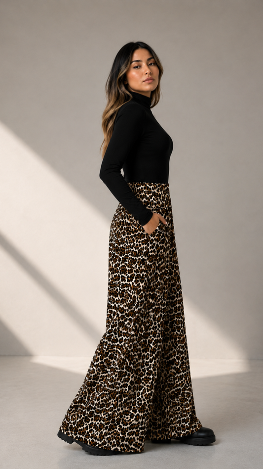 Maxi Palazzo Scuba "Leopard"