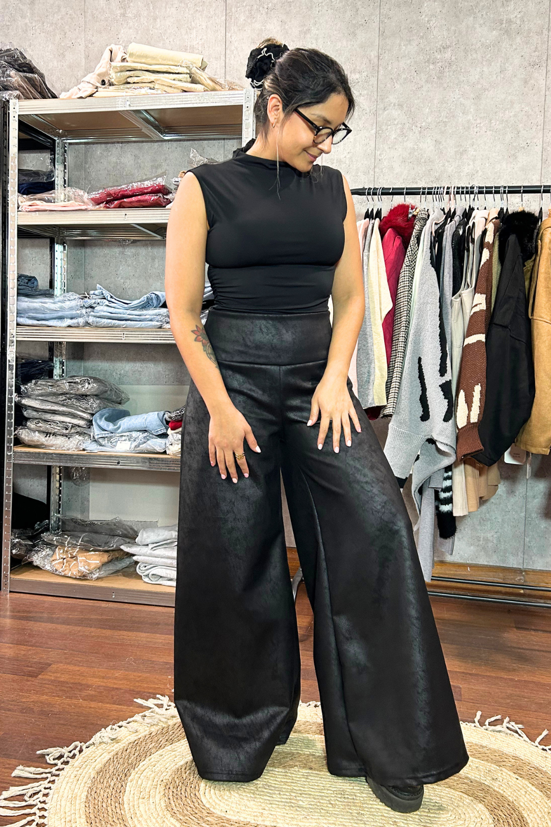 Maxi Palazzo Scuba "Efecto Cuero"