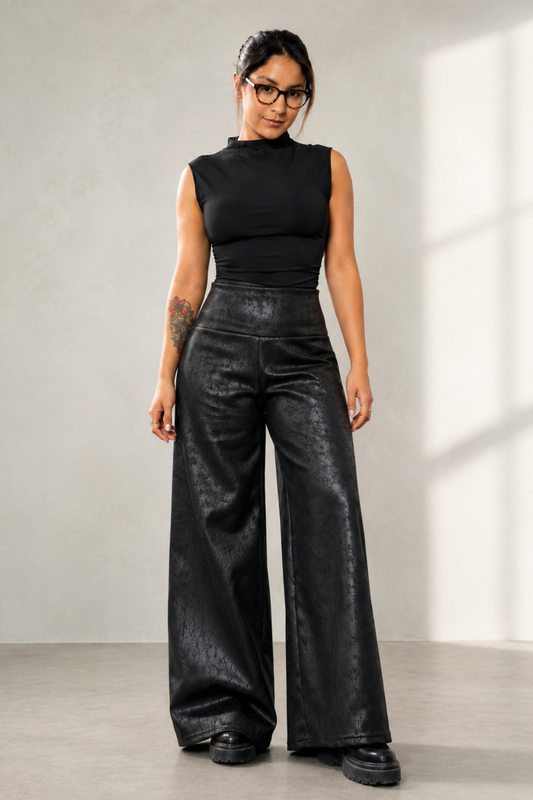Maxi Palazzo Scuba "Efecto Cuero"