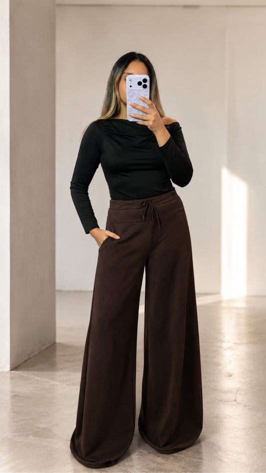 Maxi Palazzo Algodón "CHOCOLATE"