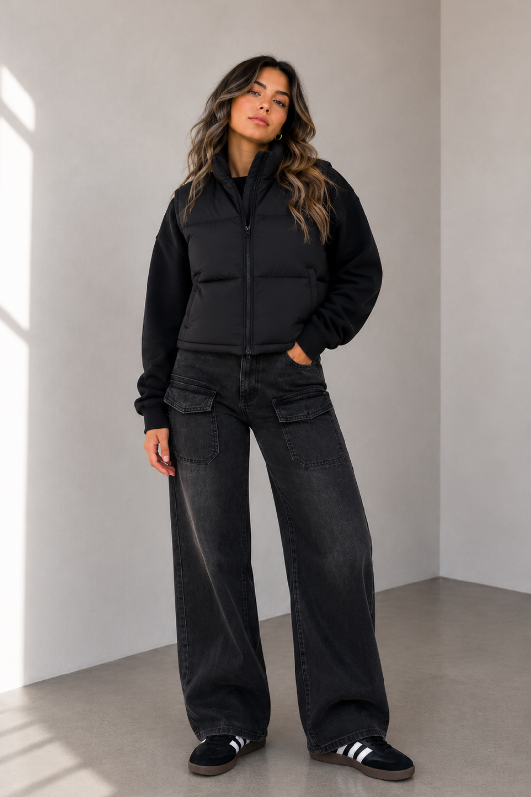 Jeans bolsillo solapa "Negro"